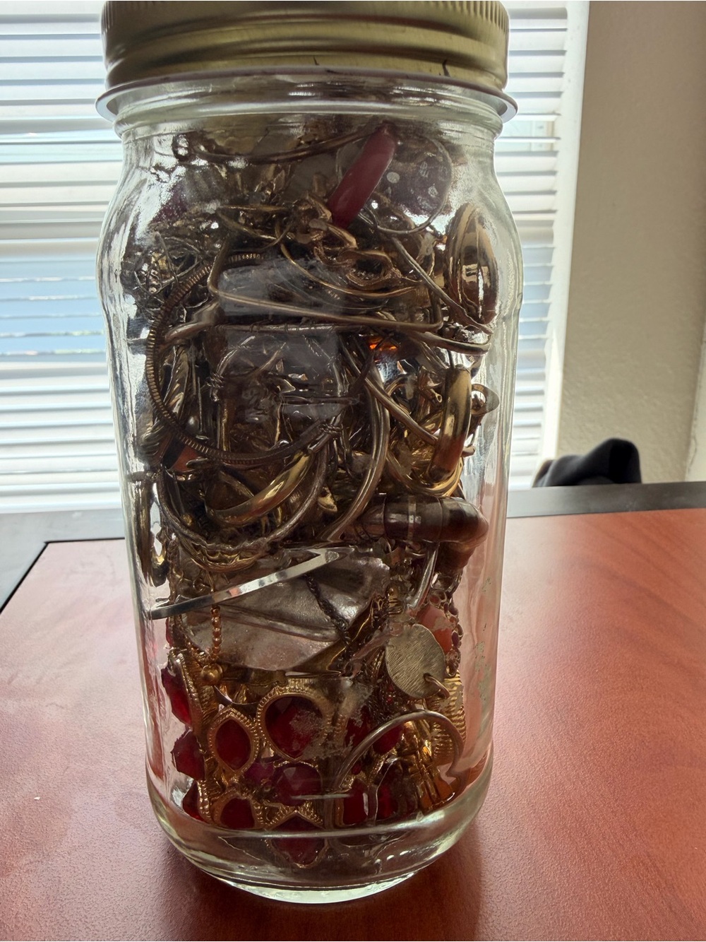 Mystery Jewelry Jar - Gold and Red Accents